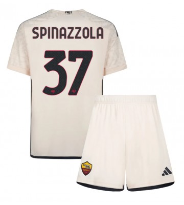 AS Roma Leonardo Spinazzola #37 Segunda Equipación Niños 2023-24 Manga Corta (+ Pantalones cortos)